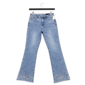 Joseph Ribkoff Pearl Embellished Cropped Jeans High Rise NWT Size (4) 27x28